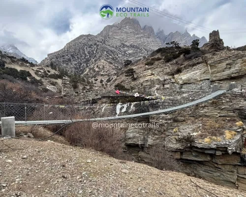 Suspension Bridge Along Nar Phu Trek