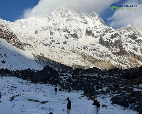 Trekkers Strolling Around Annapurna Base Camp