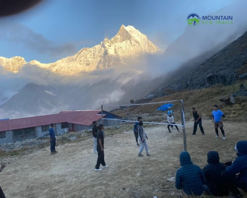 Trekking Guide Playing Vollyball At Abc