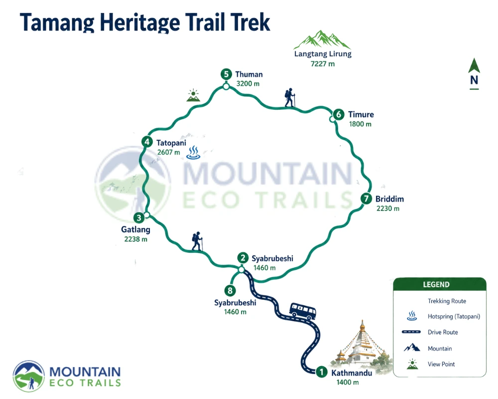 Tamang Heritage Trail Trekking map